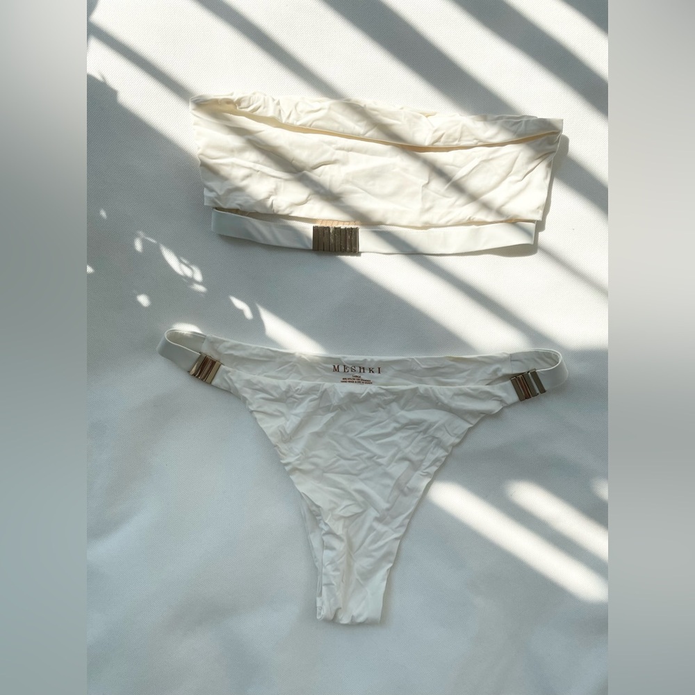 Meshki White Bikini Set - Top (size M) Bottoms (size L)